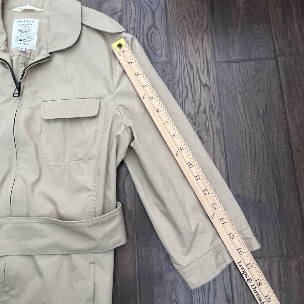 Rag & Bone Trench Dress Womens 10 Khaki Tan Pilot Military Minimalist Full Zip - Picture 8 of 14